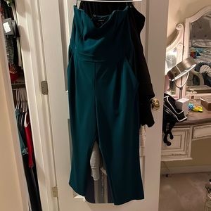 Green strapless romper polyester and spandex material